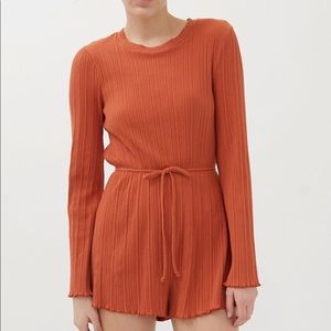 NWT UO Bella Knit Long Sleeve Romper Orange